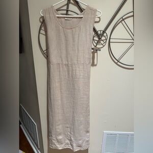 Bellambia 100% Linen, Made in Italy, Tan Sleeveless Dress